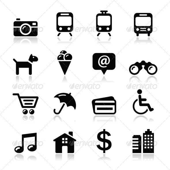 Travel Tourism and Transport Icons Set - Travel Conceptual