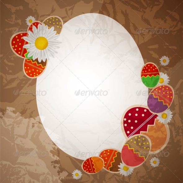 Easter eggs card with colourful eggs. vector illus - Backgrounds Decorative