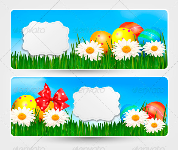 GraphicRiver Easter Banners with Easter Eggs and Colour Flower 4038182 GraphicRiver Easter Banners with Easter Eggs and Colour Flower 4038182
