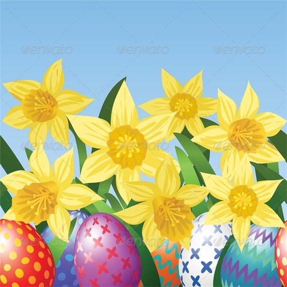 GraphicRiver Easter Eggs on Meadow with Daffodils 4042876 GraphicRiver Easter Eggs on Meadow with Daffodils 4042876
