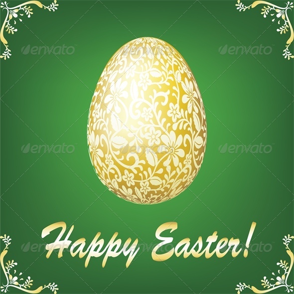 GraphicRiver Easter Gold Egg on Green Background 4042903 GraphicRiver Easter Gold Egg on Green Background 4042903