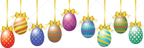 GraphicRiver Hanging Easter Eggs with Bow 4042970 GraphicRiver Hanging Easter Eggs with Bow 4042970