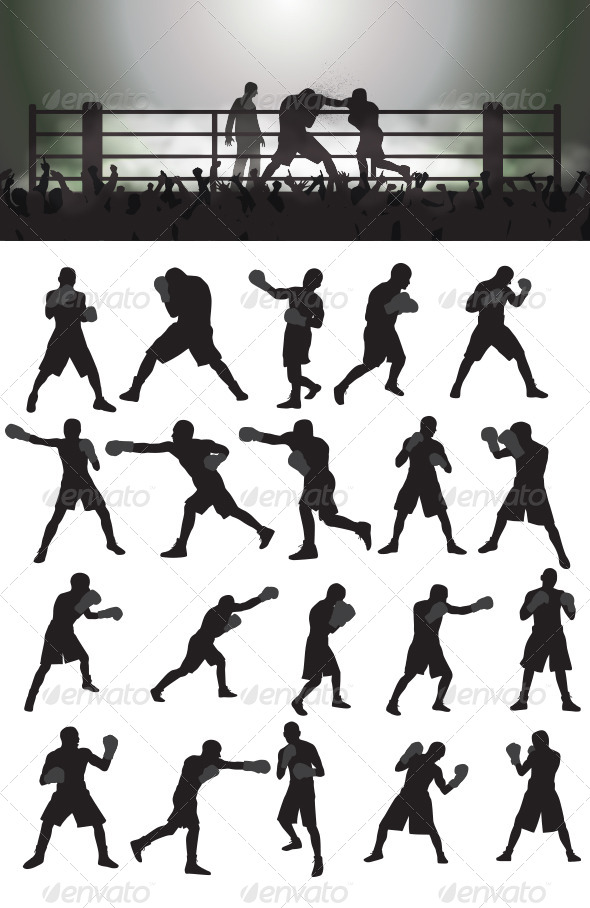 GraphicRiver Boxing Silhouettes 4044033 GraphicRiver Boxing Silhouettes 4044033
