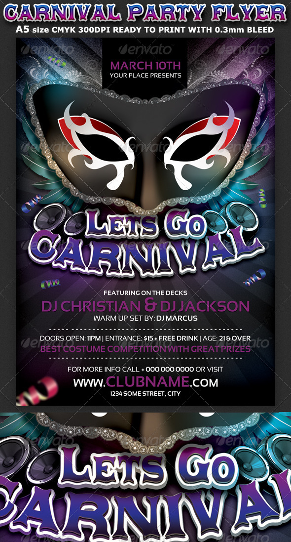 Carnival Party Flyer Template - Clubs & Parties Events