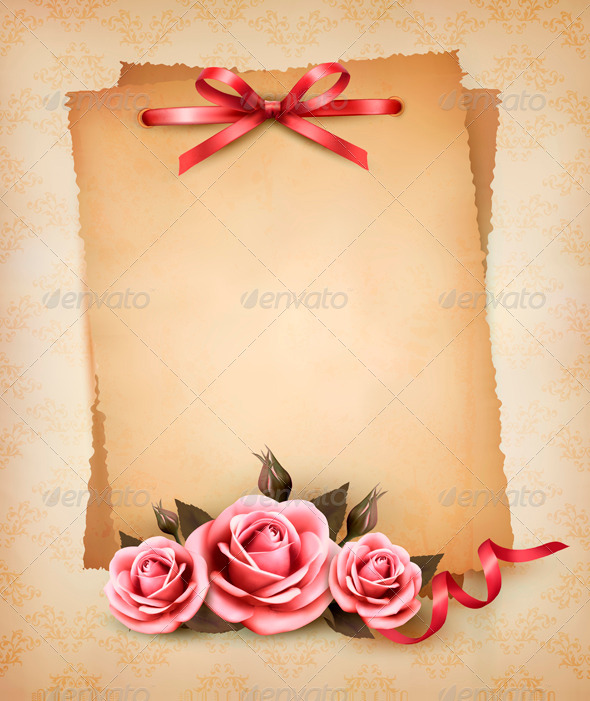 GraphicRiver Retro background with beautiful pink roses 4047488 GraphicRiver Retro background with beautiful pink roses 4047488