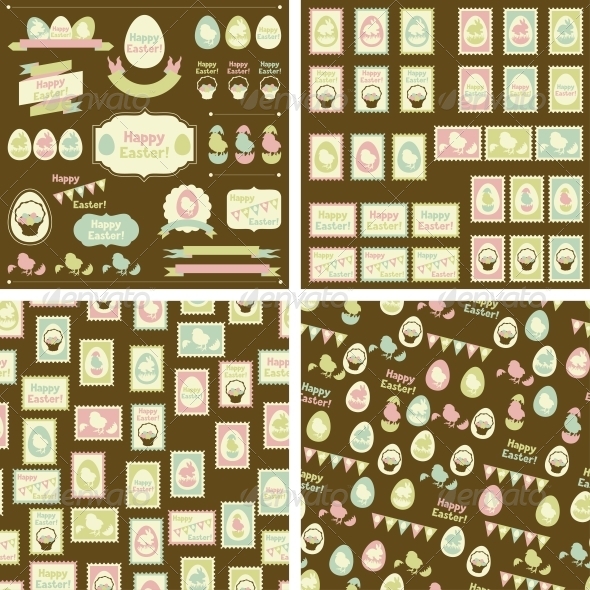 GraphicRiver Set of Happy Easter Decorative Elements 4047818 GraphicRiver Set of Happy Easter Decorative Elements 4047818