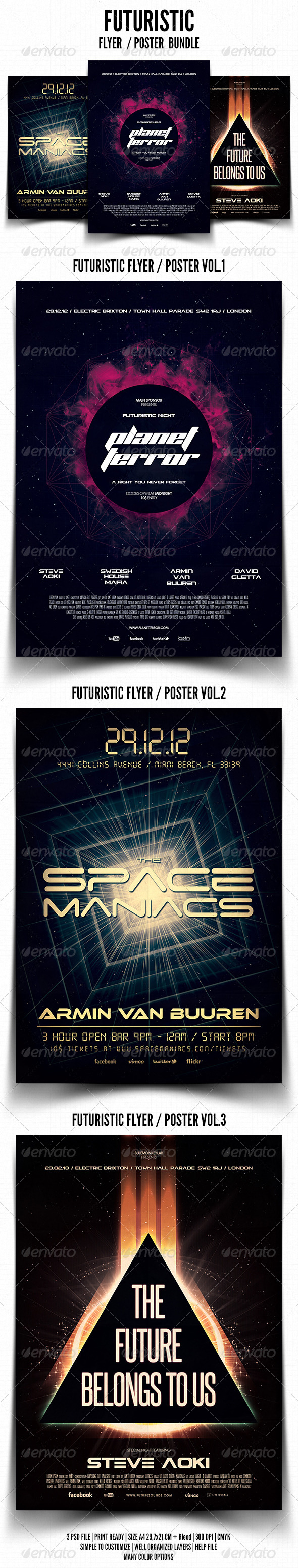 GraphicRiver Futuristic Flyer Poster Bundle 4049308 GraphicRiver Futuristic Flyer Poster Bundle 4049308