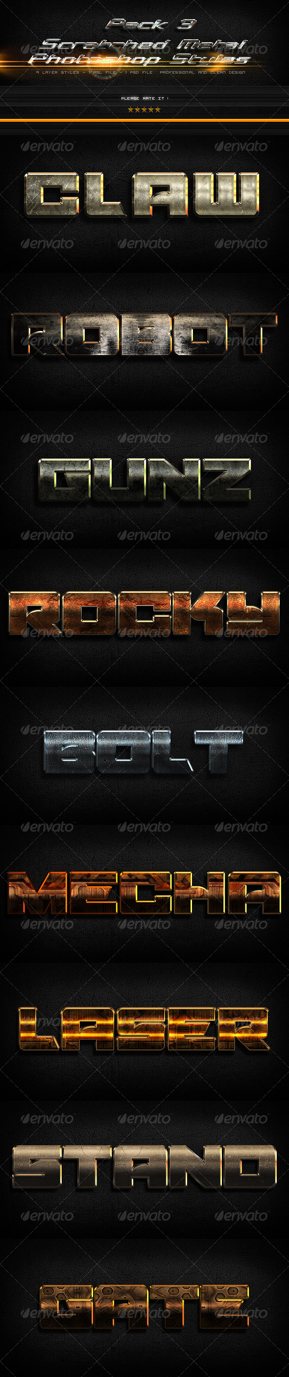 Scratched Metal Photoshop Styles-3 - Text Effects Actions