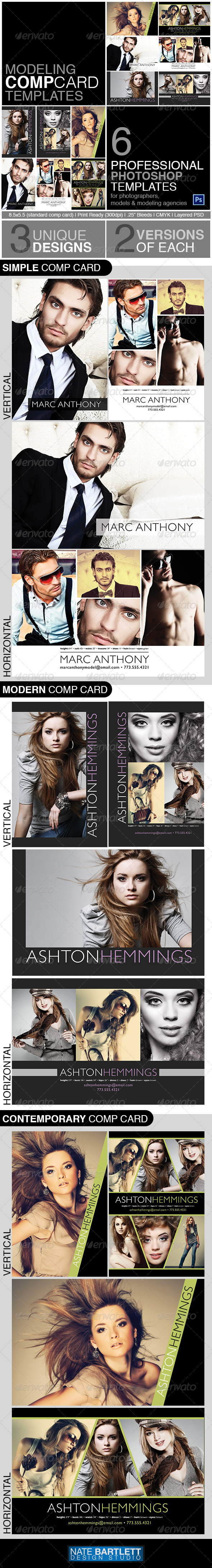 Model Comp Card Template Kit - Miscellaneous Print Templates