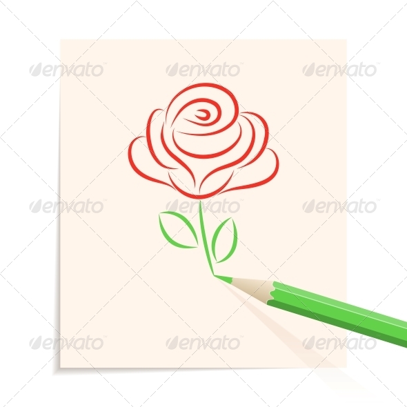 GraphicRiver Hand drawn rose 4055616 GraphicRiver Hand drawn rose 4055616