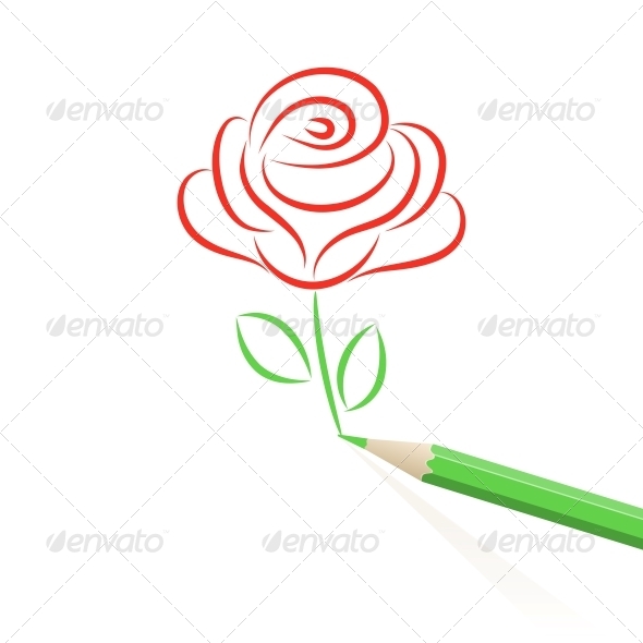 GraphicRiver Hand drawn rose 4055617 GraphicRiver Hand drawn rose 4055617