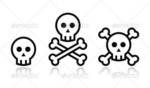 GraphicRiver Cartoon skull with bones vector icon set 4057562 GraphicRiver Cartoon skull with bones vector icon set 4057562