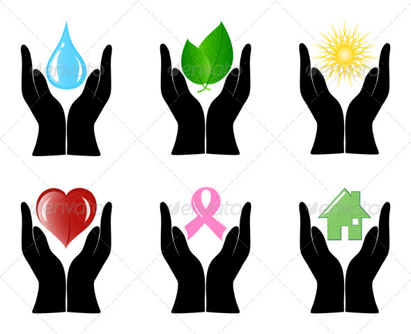 GraphicRiver Set of Environment Icons with Human Hands 4058413 GraphicRiver Set of Environment Icons with Human Hands 4058413