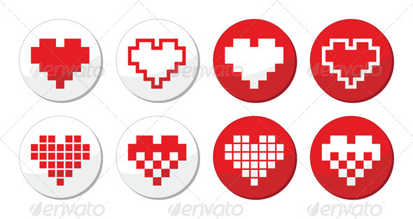 GraphicRiver Pixelated Red Heart Icons Set Love Dating Online 4063251 GraphicRiver Pixelated Red Heart Icons Set Love Dating Online 4063251