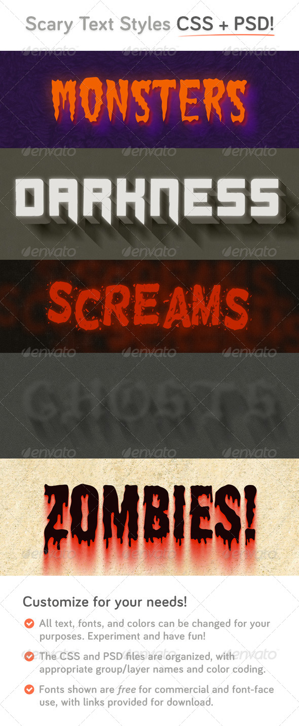 Scary CSS Type Styles (+PSD) - Text Effects Actions