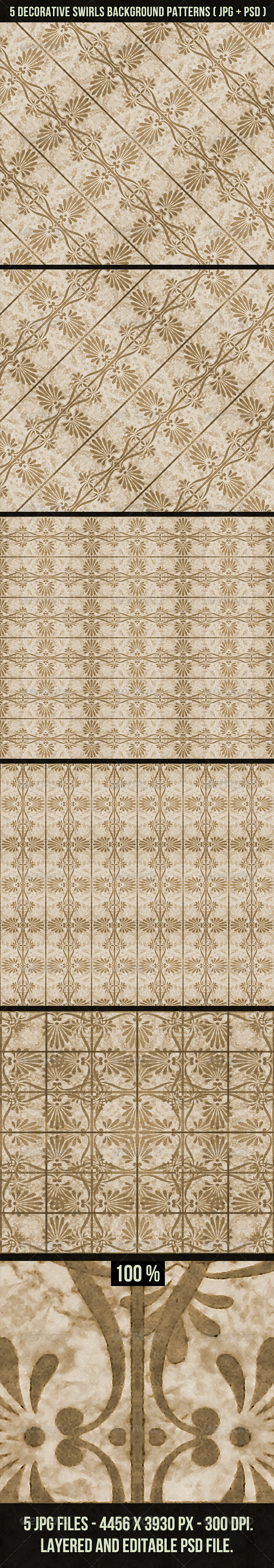 5 Decorative Swirls Background Patterns - Patterns Backgrounds