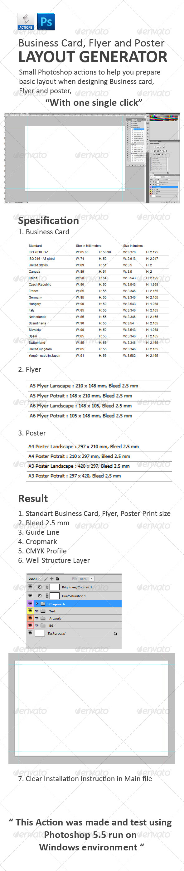 Business Card Flyer and Poster Layout Action - Actions Photoshop