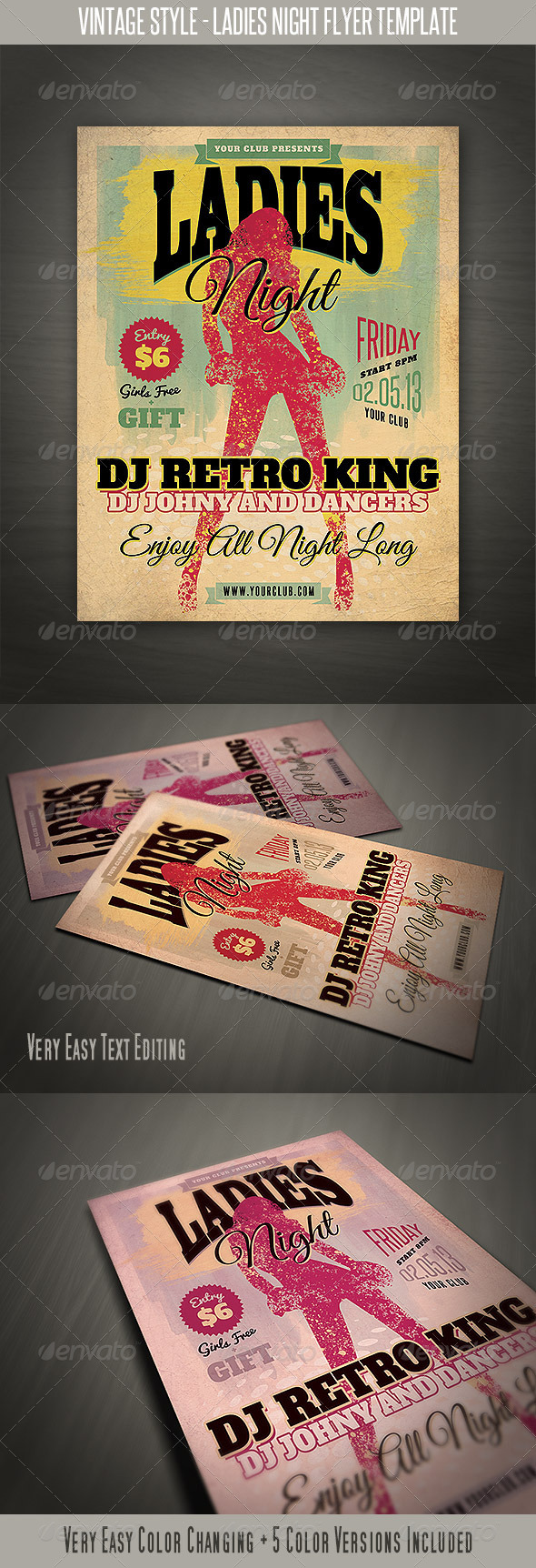 Vintage Style Ladies Night Flyer - Clubs & Parties Events