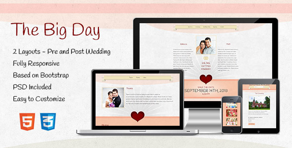 The Big Day - Responsive One-Page Wedding Template - Events Entertainment