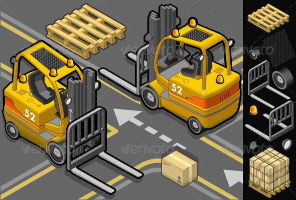 GraphicRiver Isometric Forklift in Two Positions 4094793 GraphicRiver Isometric Forklift in Two Positions 4094793