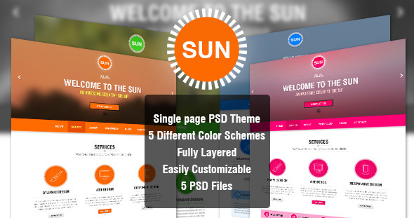 SUN - Single Page PSD Theme - Creative PSD Templates