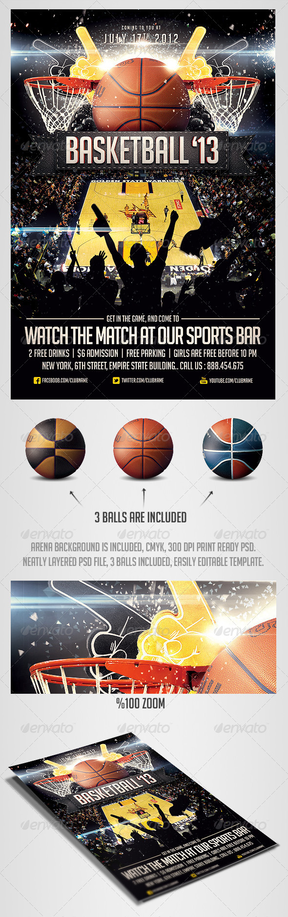 BasketBall Sports Flyer Template - Sports Events