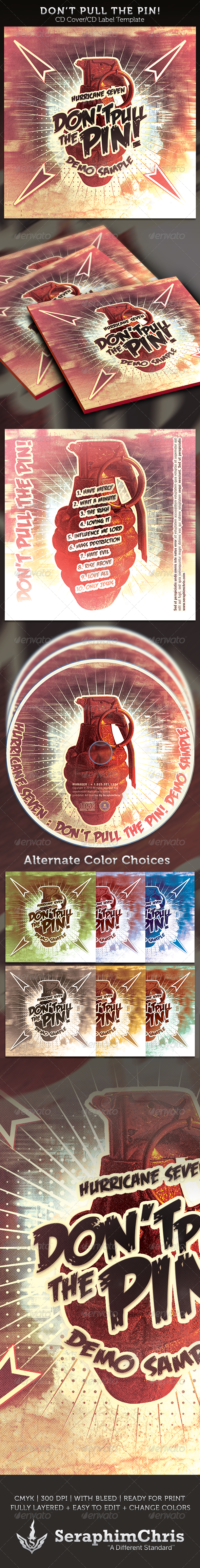 Don't Pull the Pin! CD Cover Artwork Template - CD & DVD artwork Print Templates