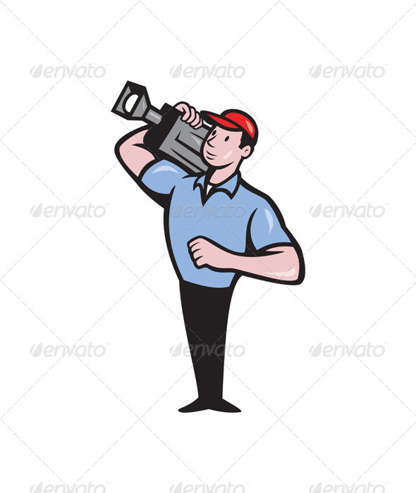 GraphicRiver Cameraman Film Crew Carry Camera 4110065 GraphicRiver Cameraman Film Crew Carry Camera 4110065