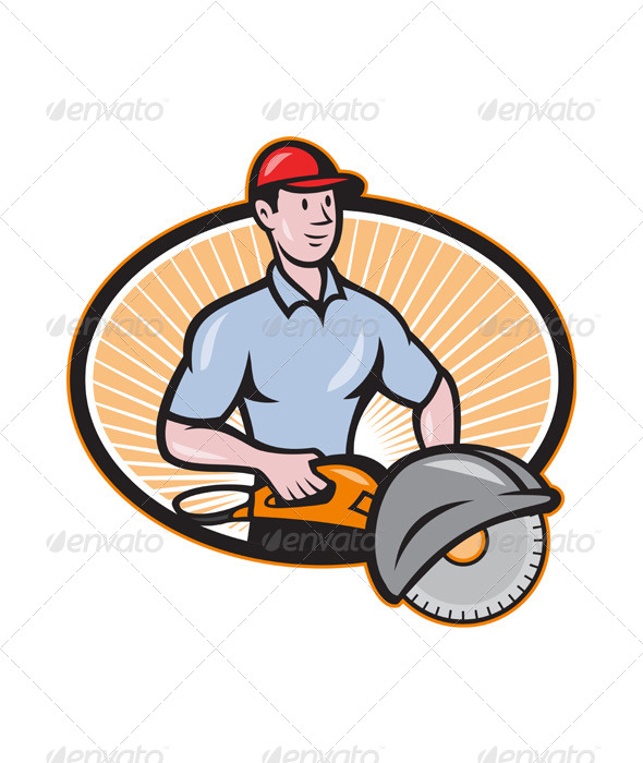 GraphicRiver Construction Worker Concrete Saw Consaw Cartoon 4110120 GraphicRiver Construction Worker Concrete Saw Consaw Cartoon 4110120