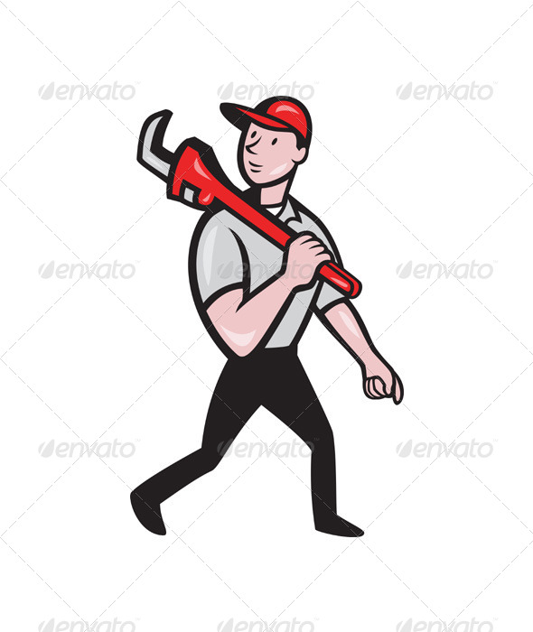 GraphicRiver Plumber With Monkey Wrench Cartoon 4115912 GraphicRiver Plumber With Monkey Wrench Cartoon 4115912
