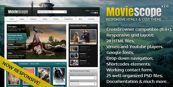 MovieScope -HTML5 & CSS3 Portal Template - Film & TV Entertainment