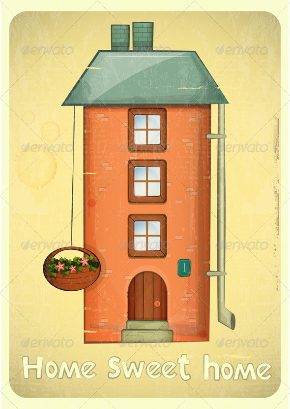 GraphicRiver Cartoon Houses Postcard 4117827 GraphicRiver Cartoon Houses Postcard 4117827