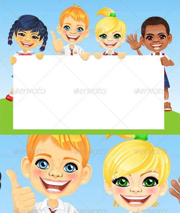 GraphicRiver Vector Happy Smile Kids and Banner 4119752 GraphicRiver Vector Happy Smile Kids and Banner 4119752