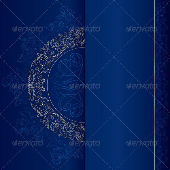 GraphicRiver Gold Vintage Floral Patterns on Blue 4132631 GraphicRiver Gold Vintage Floral Patterns on Blue 4132631