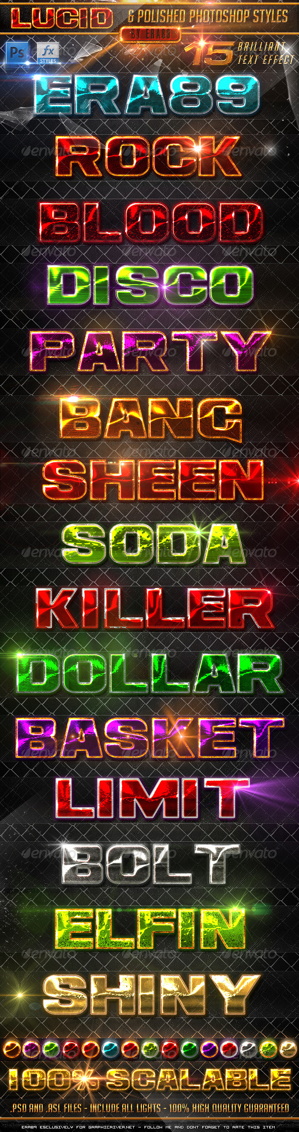 Lucid and Polished Photoshop Styles - Styles Photoshop