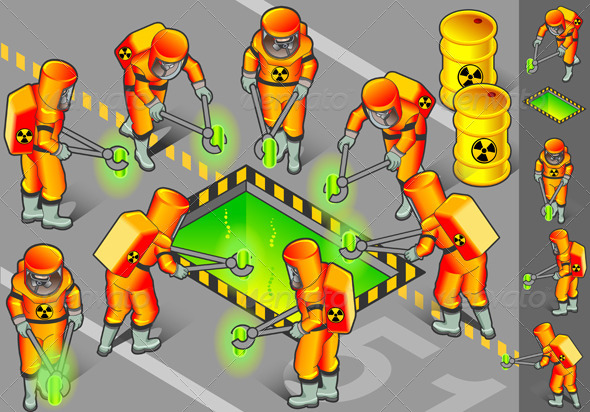 GraphicRiver Isometric Nuclear Area with Mans at Work 4137551 GraphicRiver Isometric Nuclear Area with Mans at Work 4137551