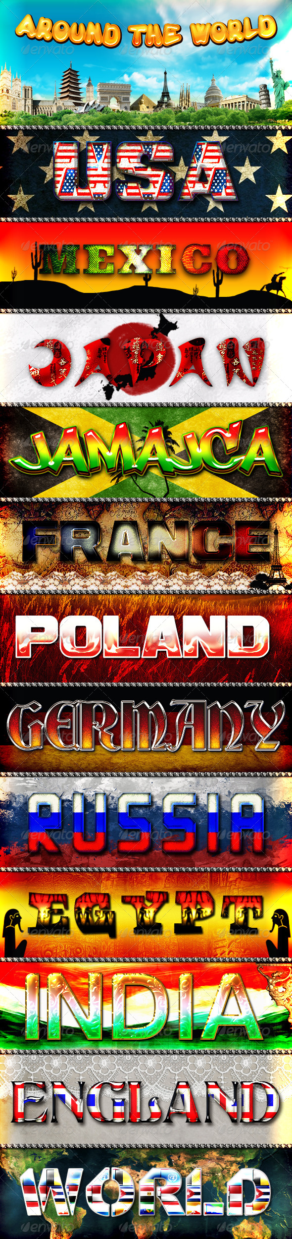 Around the World - Text Effects Styles