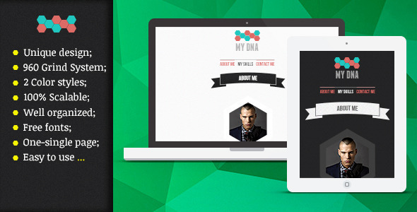 ThemeForest My DNA PSD Template Onepage vCard 4148591 ThemeForest My DNA PSD Template Onepage vCard 4148591