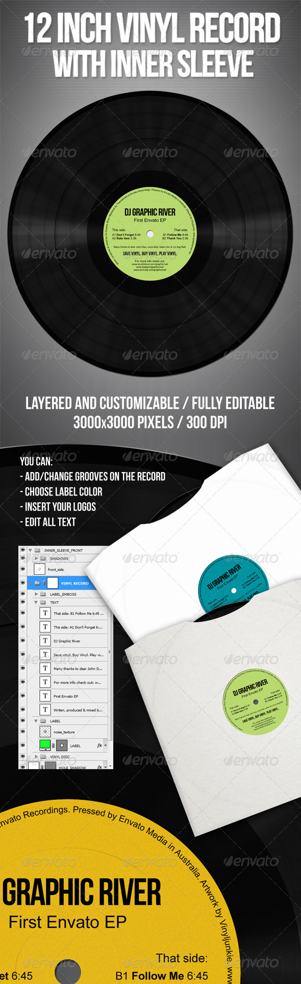 GraphicRiver 12 Inch Vinyl Record With Inner Sleeve 4045033 GraphicRiver 12 Inch Vinyl Record With Inner Sleeve 4045033