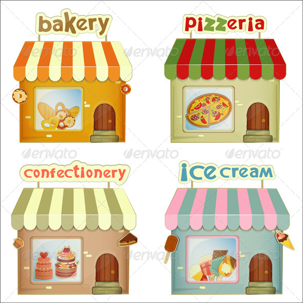 GraphicRiver Set of Cartoon Shops 4154012 GraphicRiver Set of Cartoon Shops 4154012