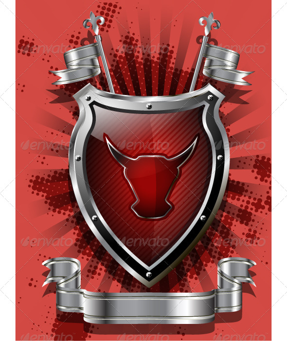 GraphicRiver Red Bull Shield 4079921 GraphicRiver Red Bull Shield 4079921