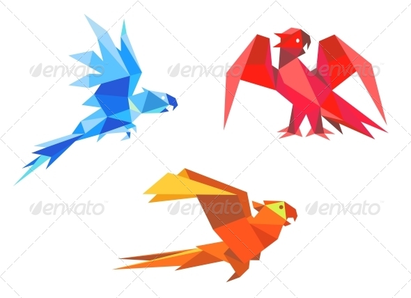 GraphicRiver Origami parrots 4162206 GraphicRiver Origami parrots 4162206