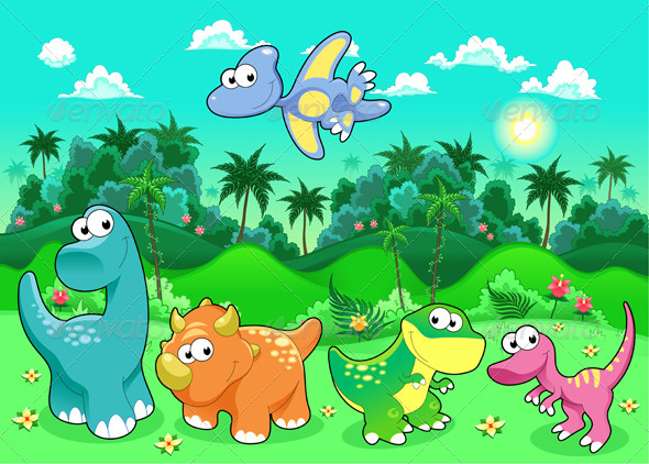GraphicRiver Dinosaurs in the Forest 4164711 GraphicRiver Dinosaurs in the Forest 4164711