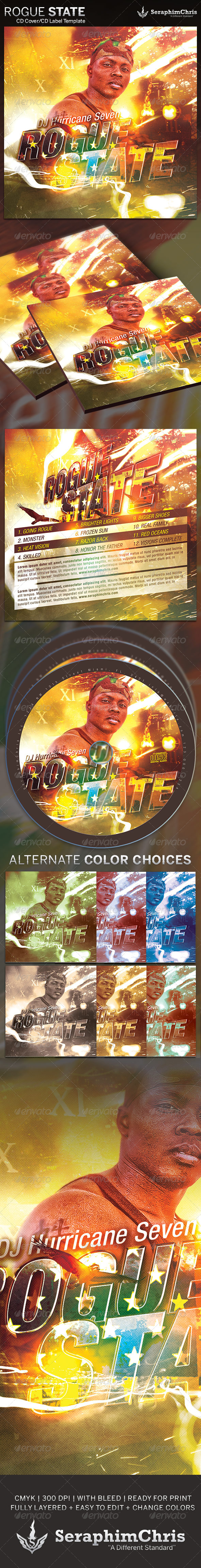 Rogue State: CD Cover Artwork Template - CD & DVD artwork Print Templates