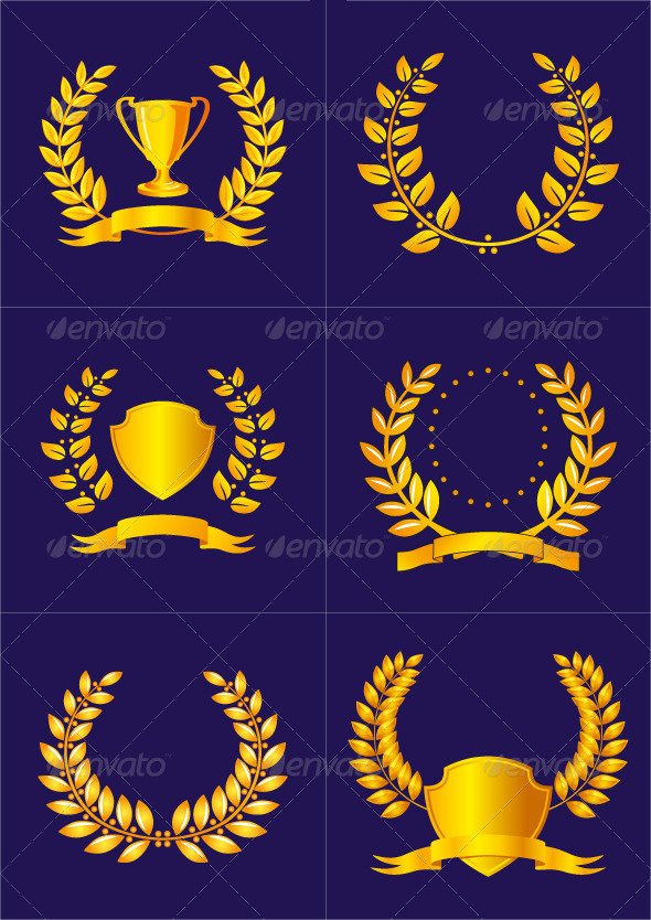 GraphicRiver Laurel Wreaths with Ribbons and Shields 4082237 GraphicRiver Laurel Wreaths with Ribbons and Shields 4082237