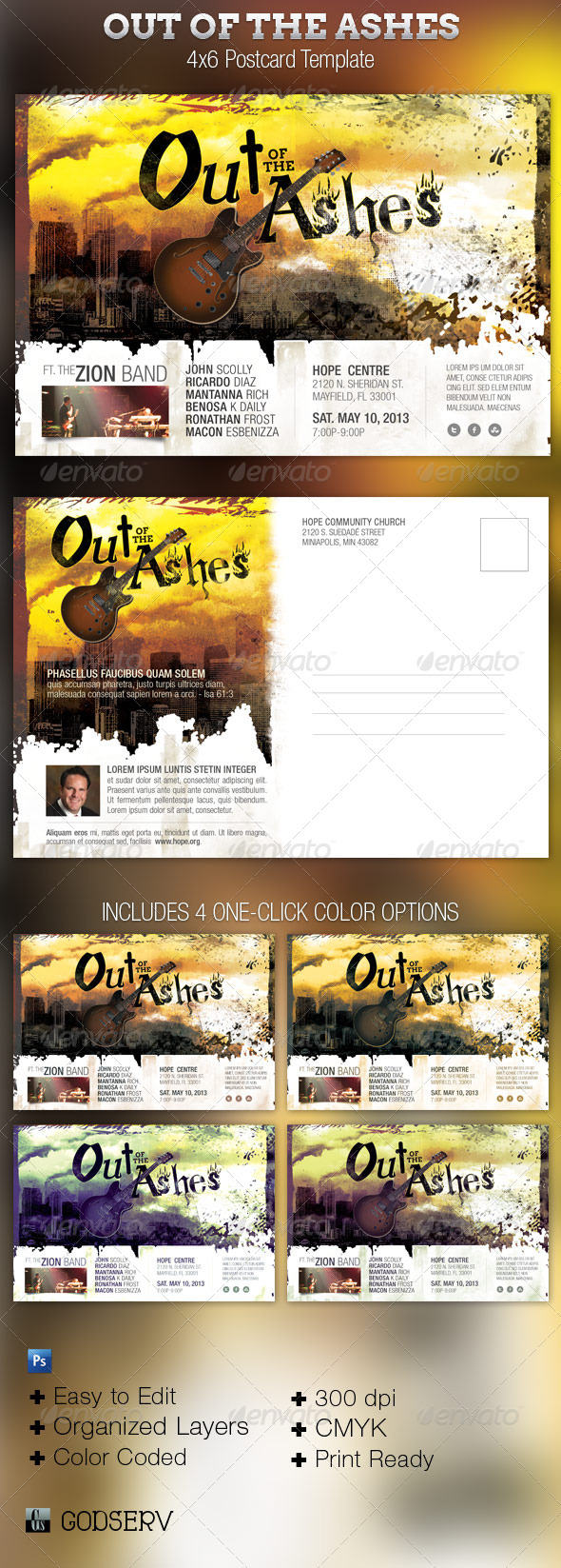 Out of The Ashes Flyer and Postcard Template - Church Flyers