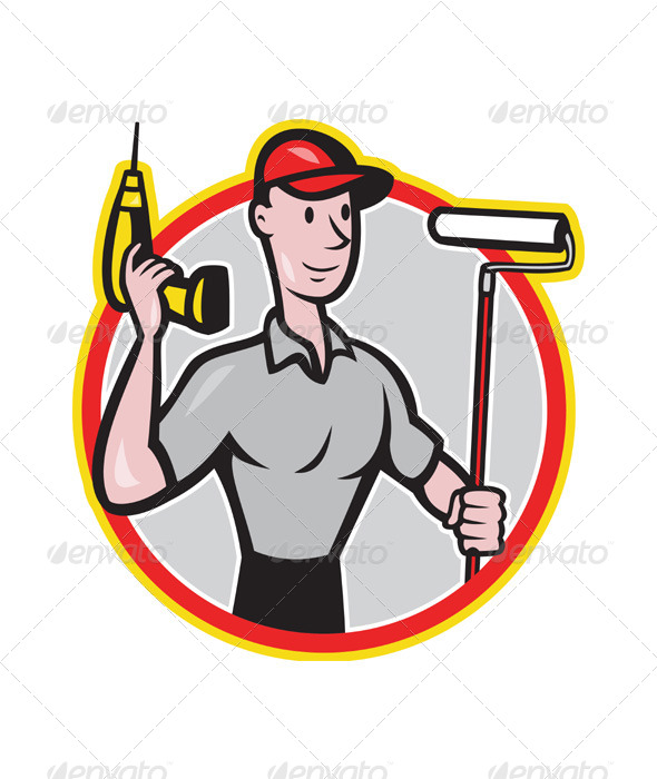 GraphicRiver House Painter Handyman Cartoon 4170470 GraphicRiver House Painter Handyman Cartoon 4170470