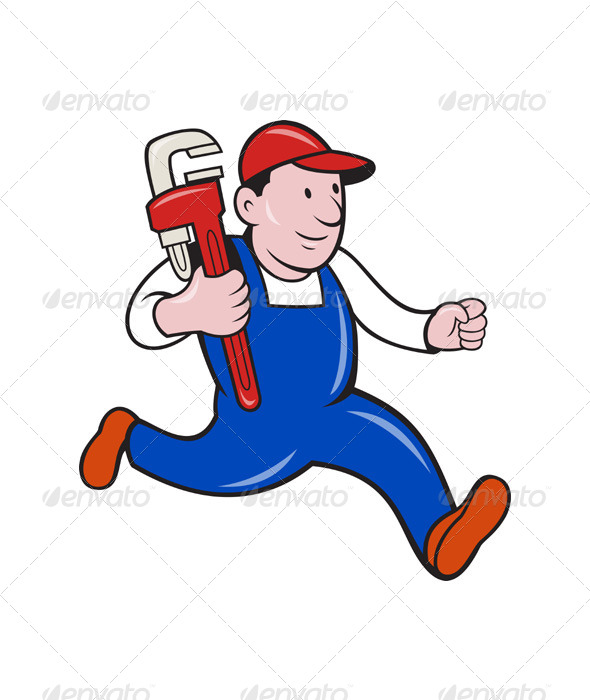 GraphicRiver Cartoon Plumber With Monkey Wrench 4170587 GraphicRiver Cartoon Plumber With Monkey Wrench 4170587