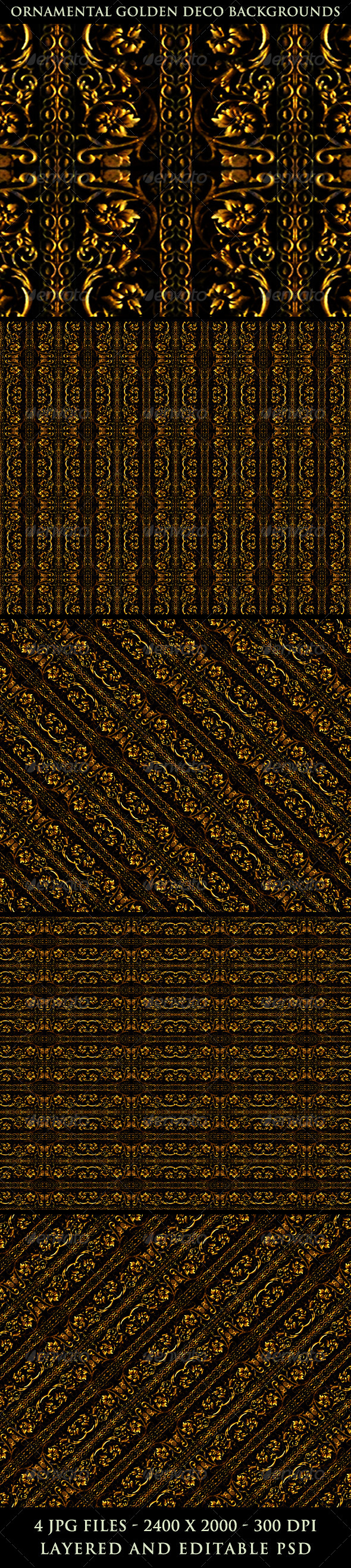 Ornamental Golden Deco Backgrounds - Patterns Backgrounds