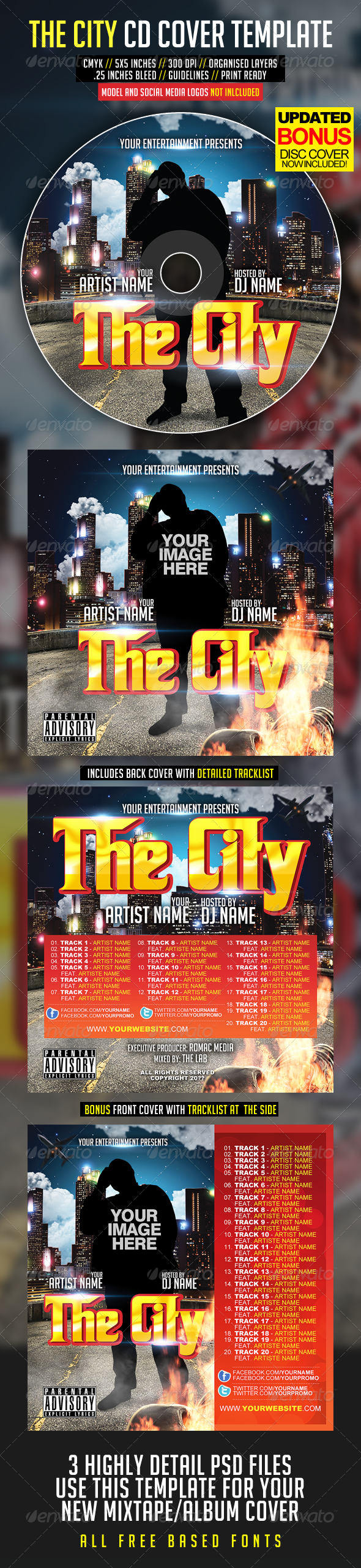 The City CD Cover - CD & DVD artwork Print Templates